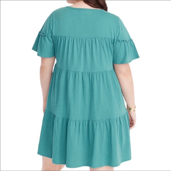 J. Crew Broken In Tiered Mini Dress in Green Deep Patina Size Small - Picture 3 of 7